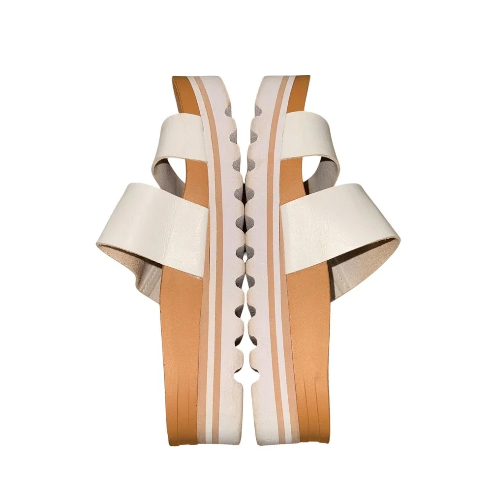 Reef Cushion Vista‎ Hi Sandals Womens 7 Pre-Owned Slide White Platform Cork 3154